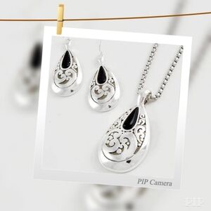 Black & Silver Teardrop Set